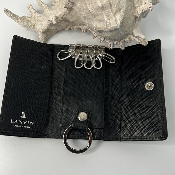 Lanvin key holder with key ring - black leather with silver hardware - Picture 1 of 6